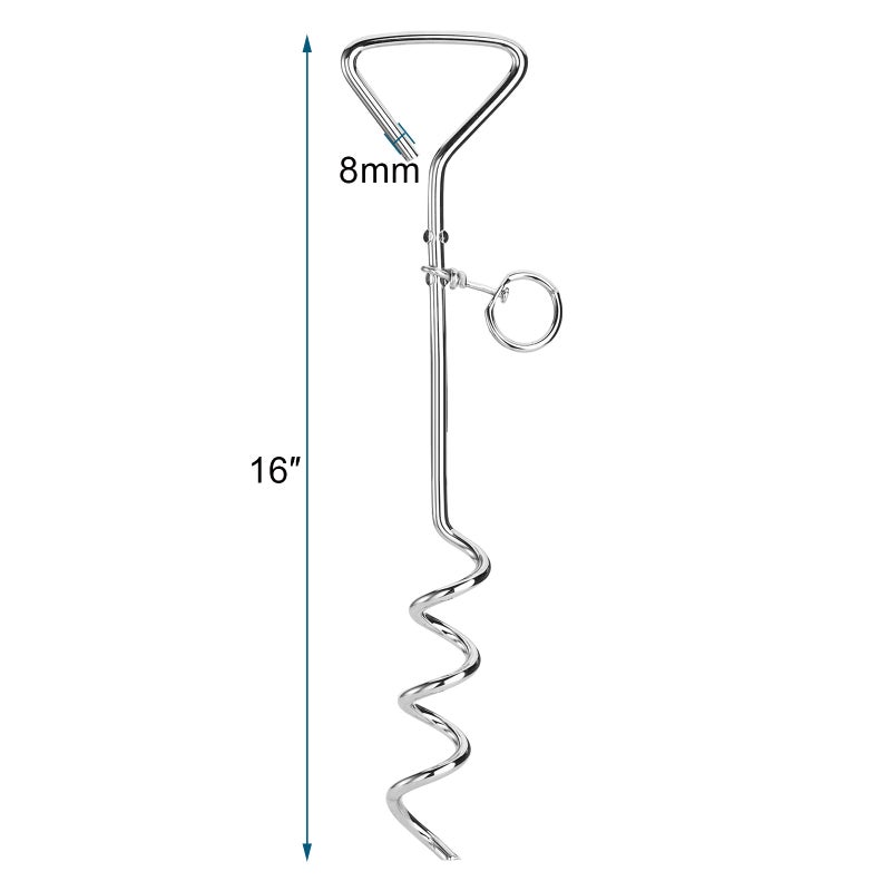 Fasmov 4 Pack 16" Dog Stake, Metal Spiral Anchor Tie-Out with Ring, Spiral Tie Out Stake for Dogs - Image 2